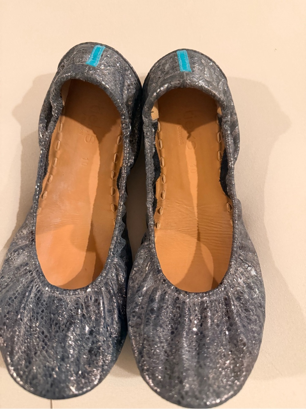 Tieks by Gavrieli Drago Metallic Silver Black Snakeskin Leather Ballet Flat W10